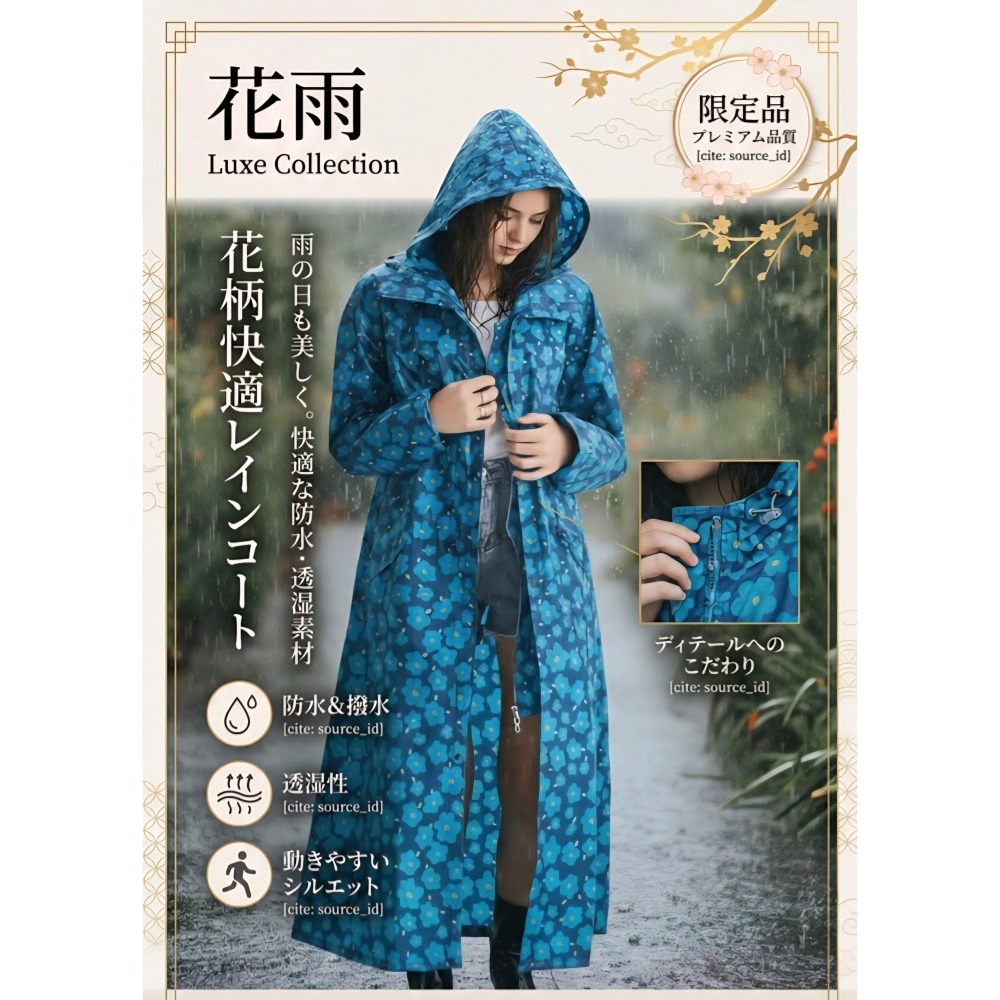 日本 防風 撥水 超透氣 輕量化長版連帽風雨衣(A.B.C.D.)4款-細節圖3