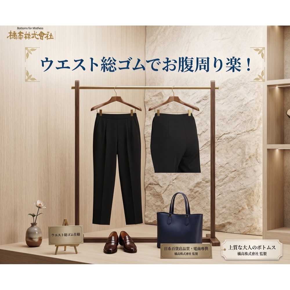 日本橘高會社 高彈力 修身顯瘦 且抗皺的舒適 直筒休閒褲(藍.黑)兩色-細節圖5