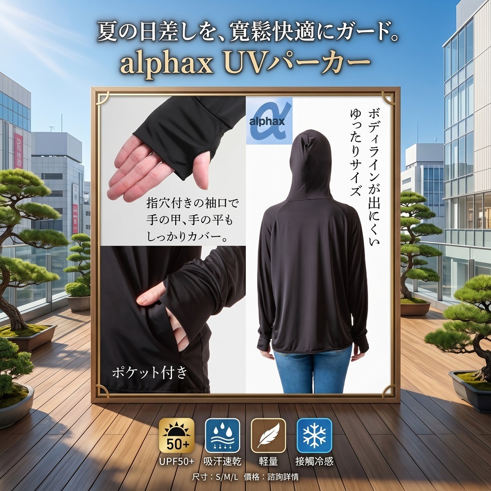 日本 Alfax -5°C 涼感水陸兩用抗氯耐洗全方位機能防曬外套(黑.米)兩色-細節圖7