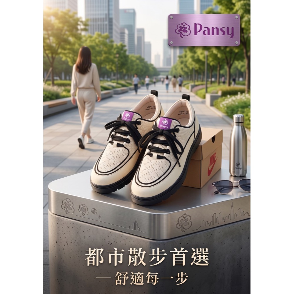 日本 Pansy簡約顯瘦超好搭透氣休閒緩震告別磨腳厚底休閒鞋-細節圖3