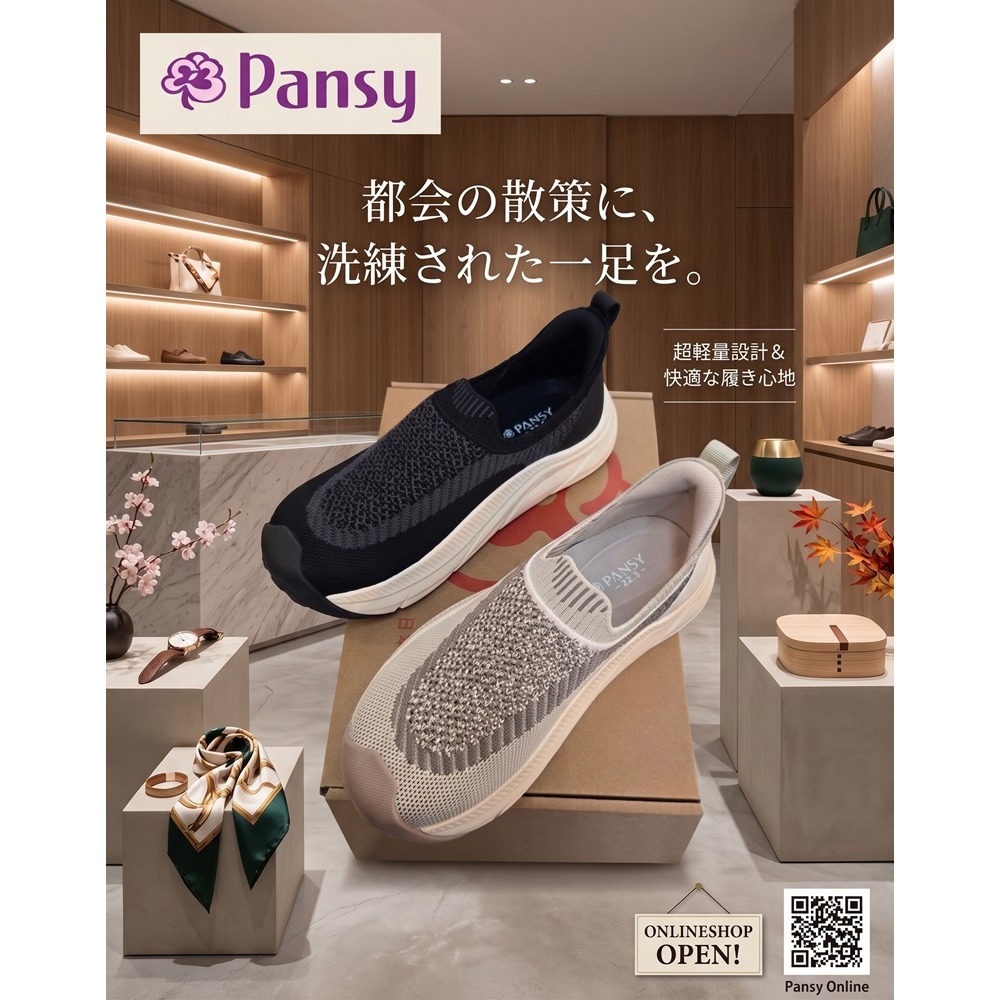 日本 Pansy 高彈力不擠腳 極致透氣 緩震輕盈健步機能鞋(黑.米)兩色-細節圖7
