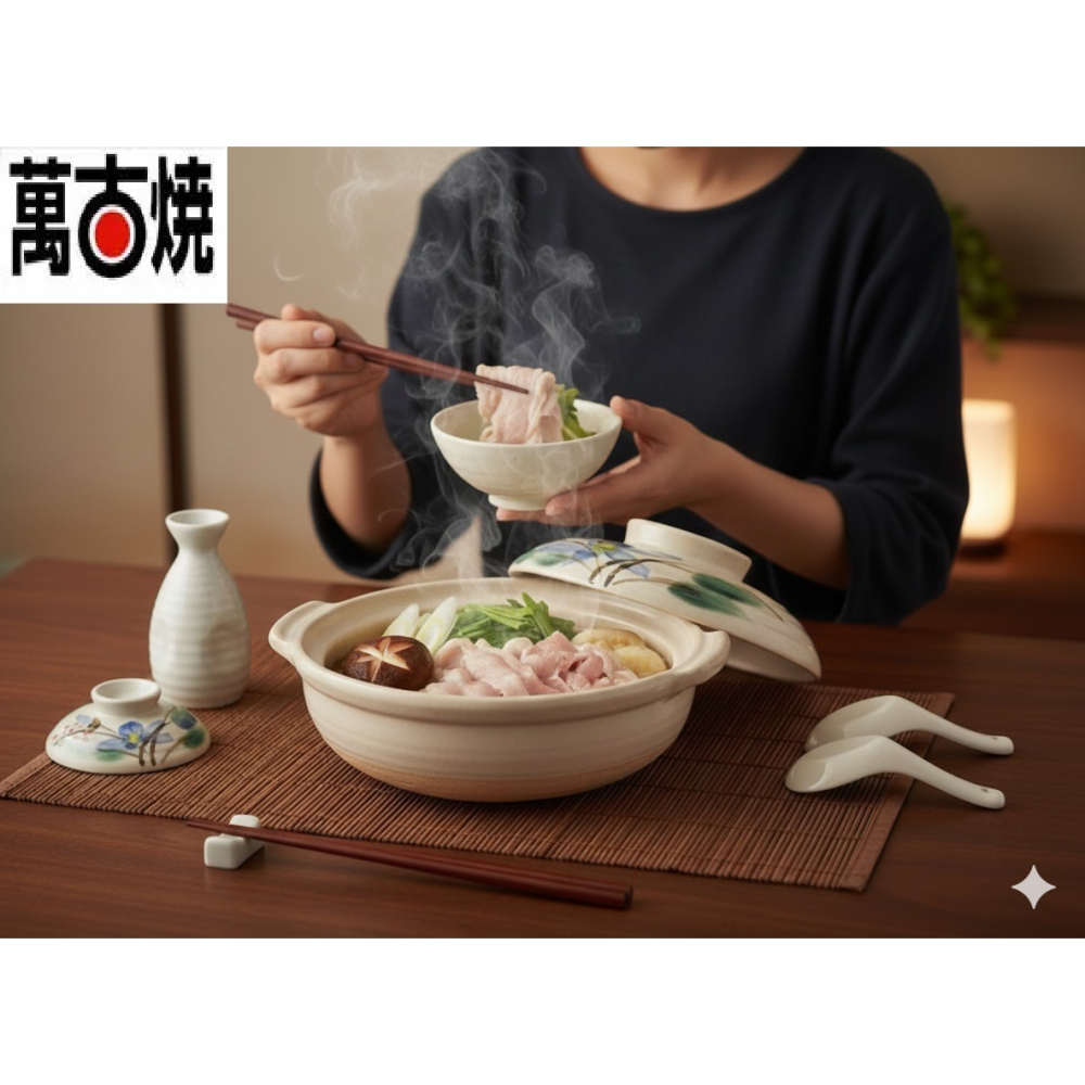 日本 萬古燒 山又窯 古典土鍋（桔梗.柿子.梅繪）3款-細節圖3