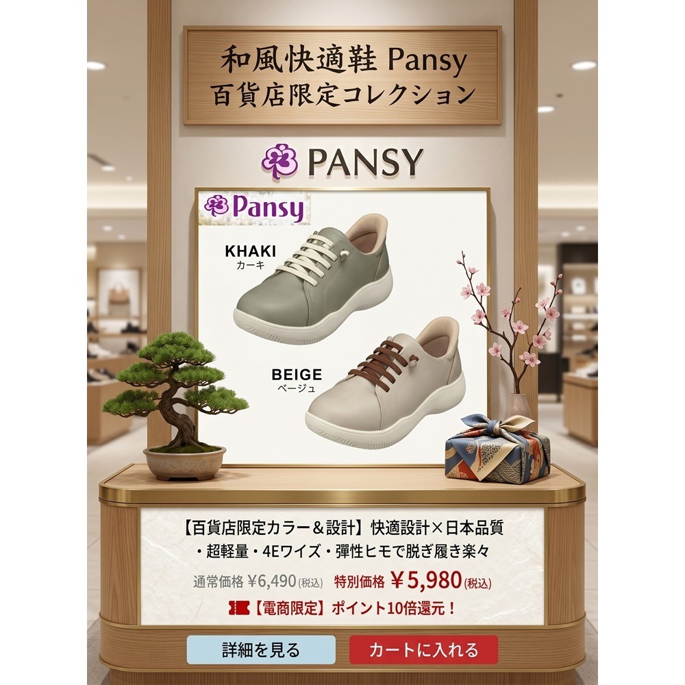 日本 Pansy極速吸濕素材機 W雙重緩震結構4E 寬楦輕量能鞋(米綠)兩色-細節圖5