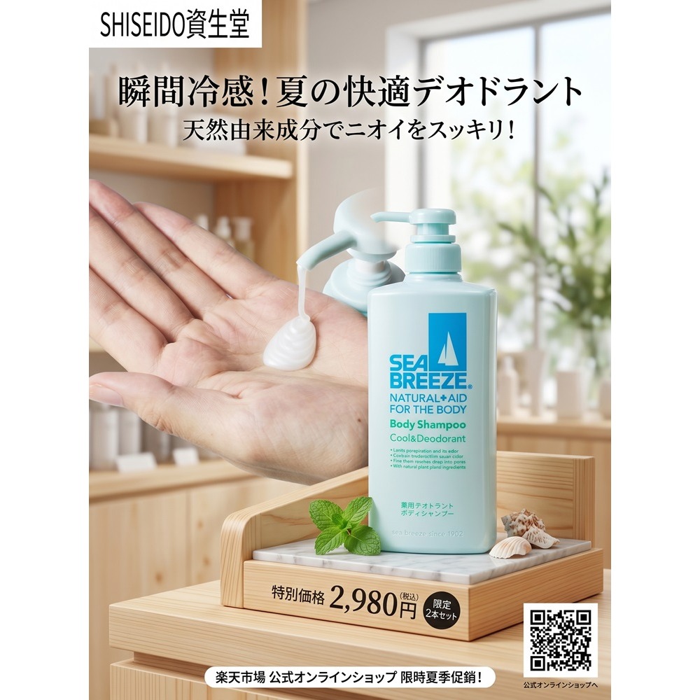 日本資生堂 體表溫度瞬間 -5℃海風涼感沐浴乳(2瓶一組)特價-細節圖6