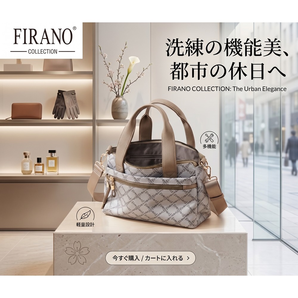 日本 FIRANO 防潑水 輕量 2-WAY肩背 手提包(灰粉)兩色-細節圖5