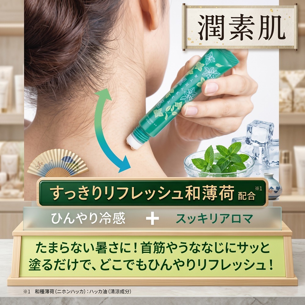 日本的 潤素肌 一滾提神醒腦 舒緩緊繃的肩頸 薄荷清涼滾珠凝露-細節圖3