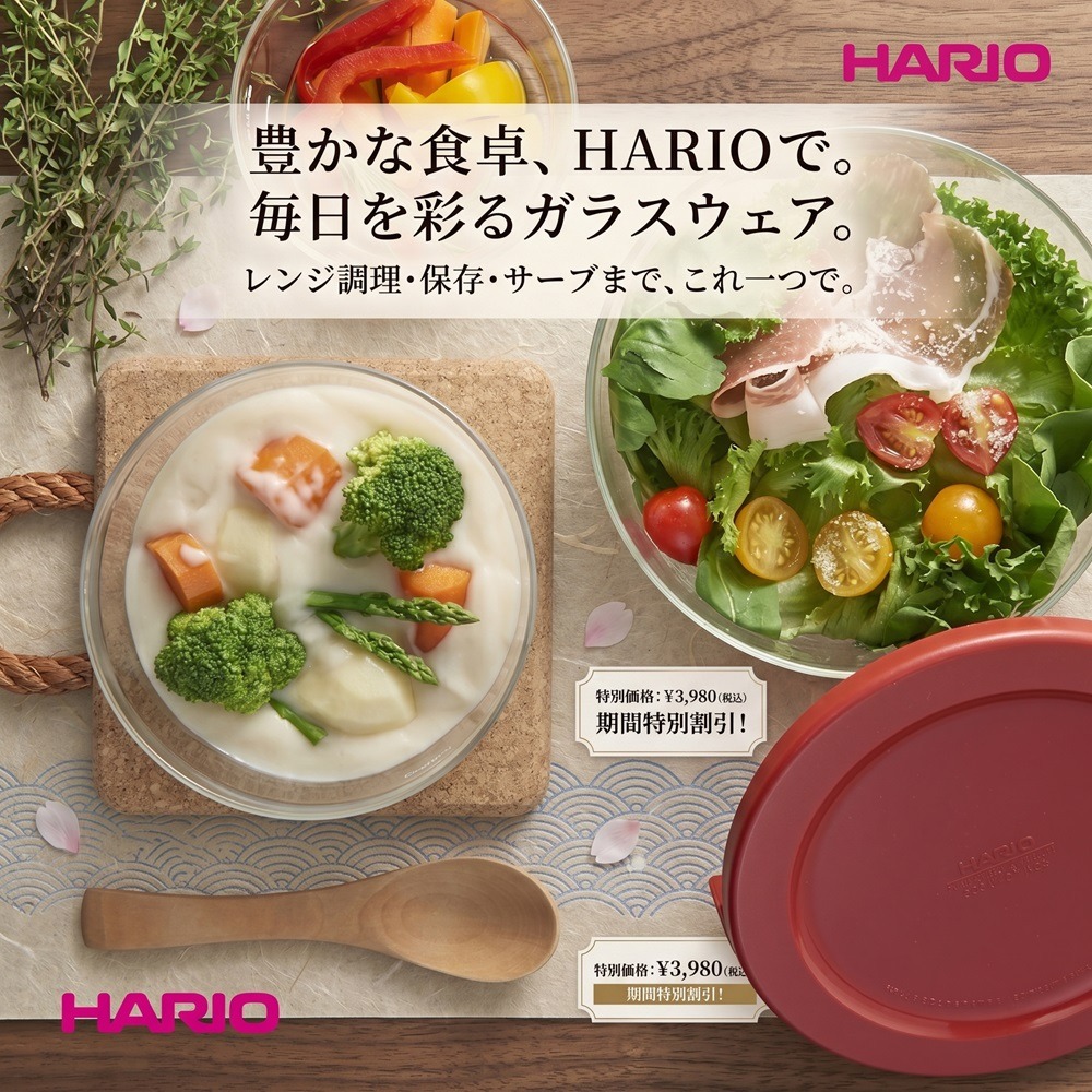 日本 HARIO圓形耐熱玻璃保鮮盒 3 件組(白.紅)兩色-細節圖6