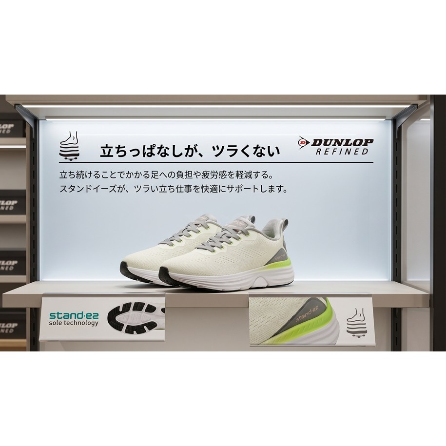 日本 DUNLOP寬楦輕量鞋不擠腳超透氣穩定安全好穿搭休閒鞋(米.黑)兩色-細節圖5