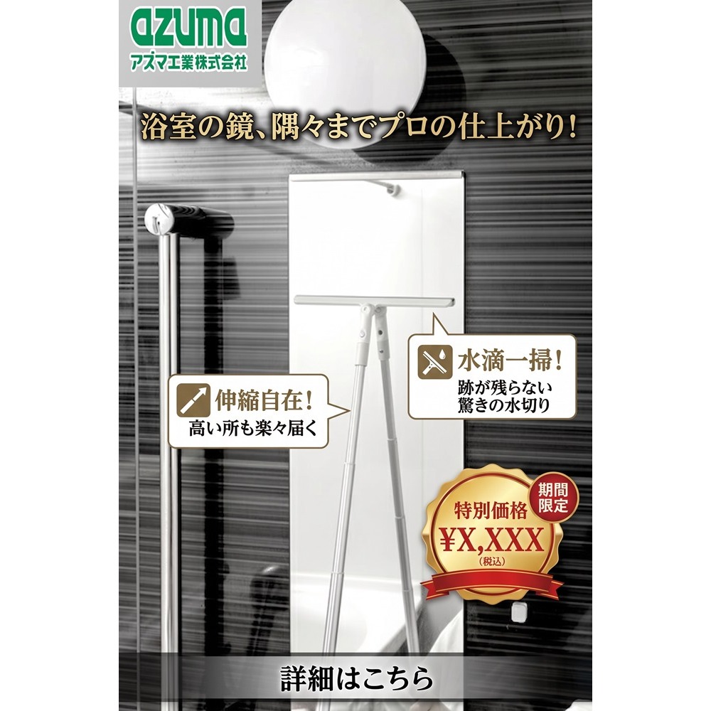 日本 Azuma 浴室除濕救星 拒絕發霉 極輕量伸縮刮水器-細節圖6