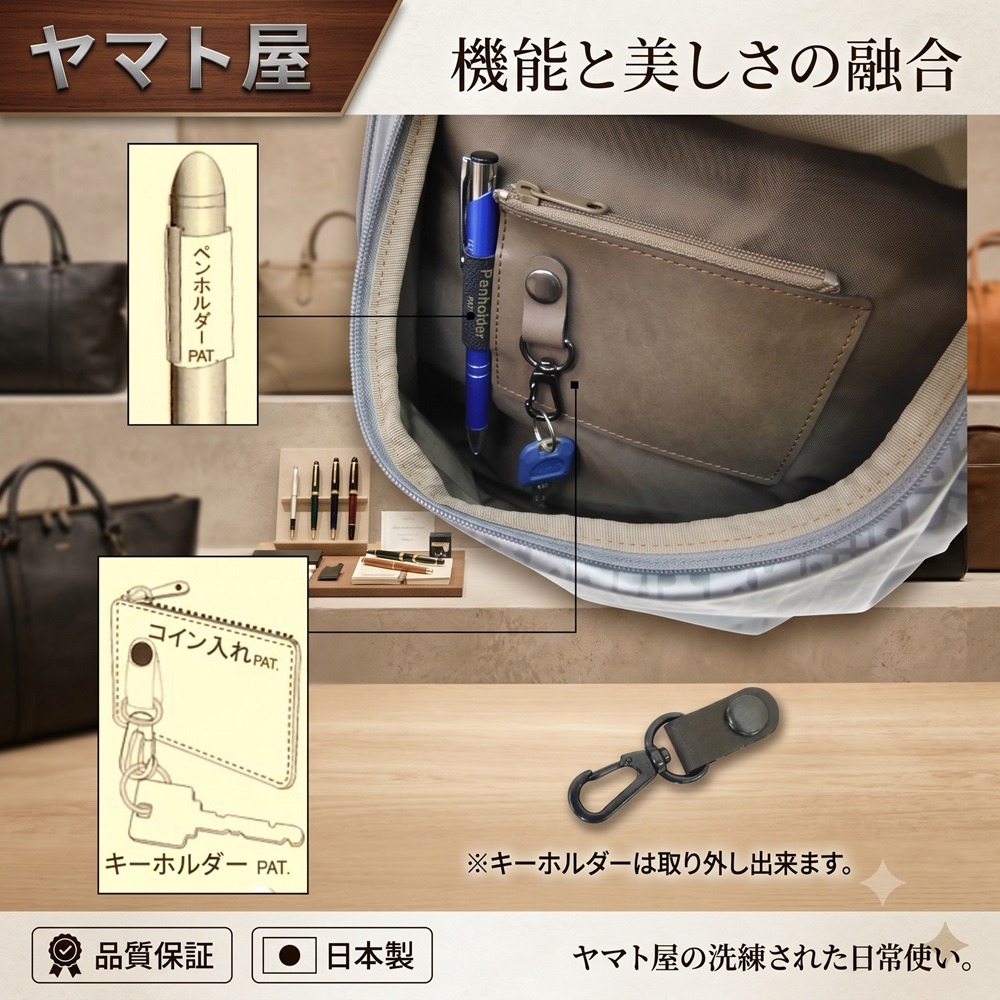 日本 Yamato防水輕材質 多功能 不脫落叉型背帶U型後背包(A.B.C.D.E.F)四色-細節圖6