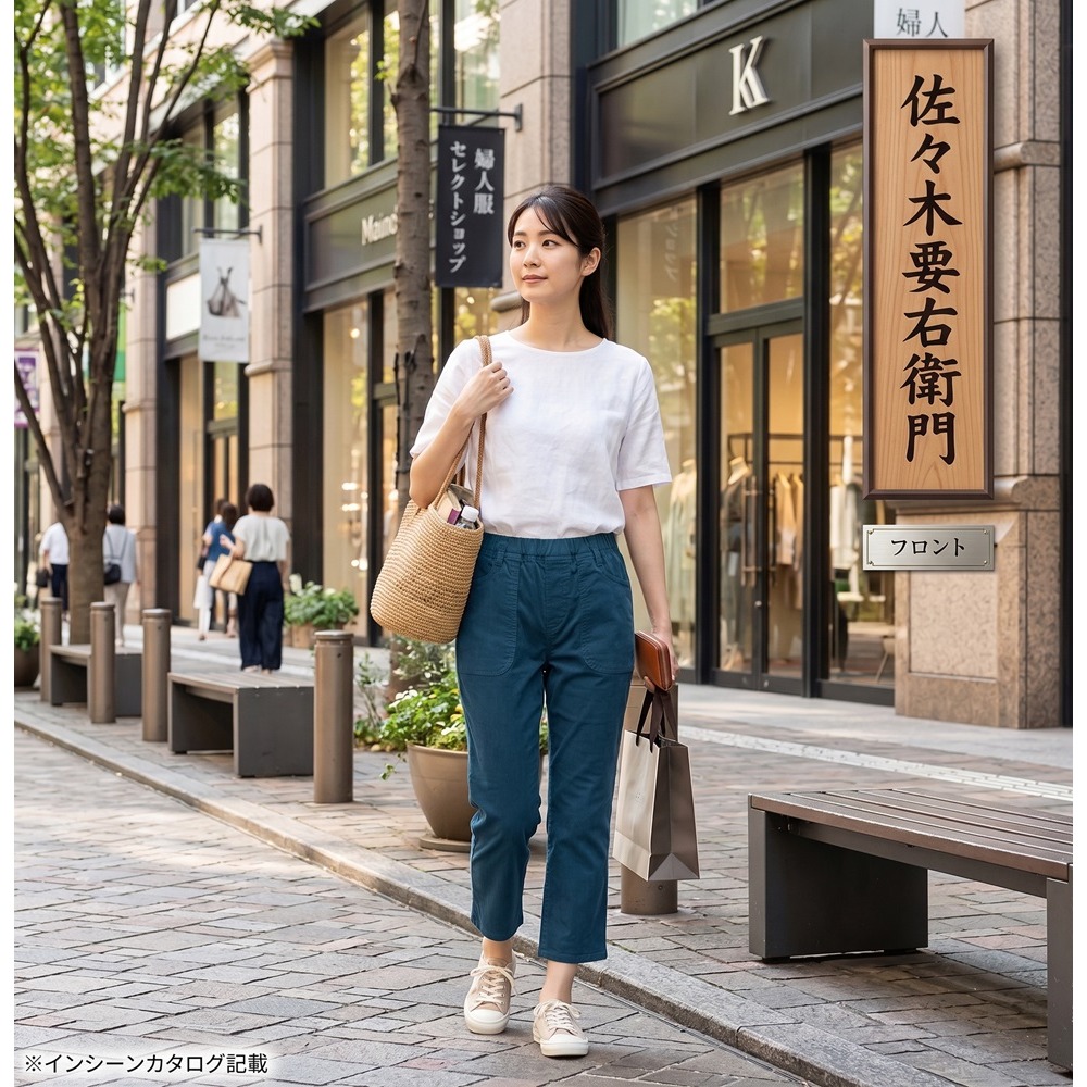 日本佐佐木要衛門 接觸冷感 寬版束腹設計 高彈力九分褲(藍.黃.綠)三色-細節圖3