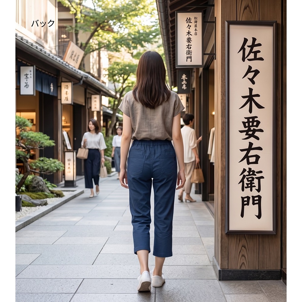 日本佐佐木要衛門 接觸冷感 寬版束腹設計 高彈力九分褲(藍.黃.綠)三色-細節圖6