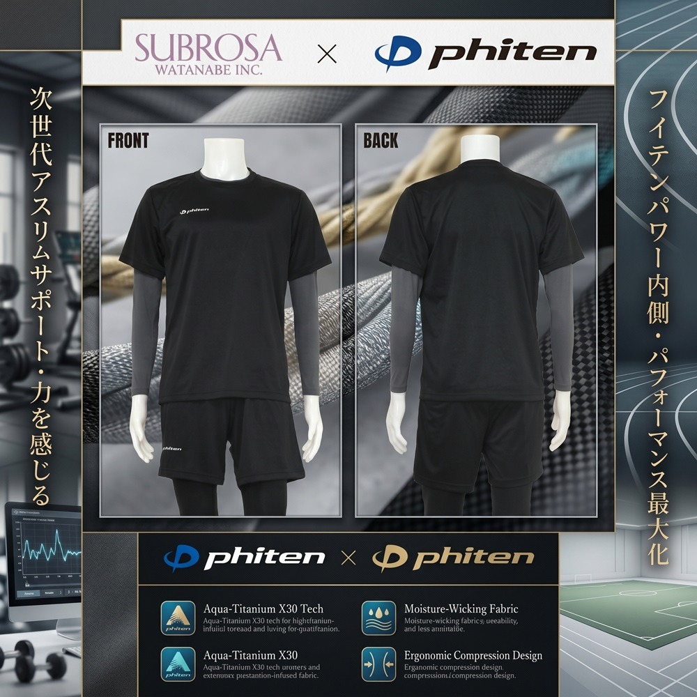 日本SUBROSA × phiten吸濕排汗抗 UV獨家水溶鈦技術 男速乾短袖(黑藍)兩色-細節圖5