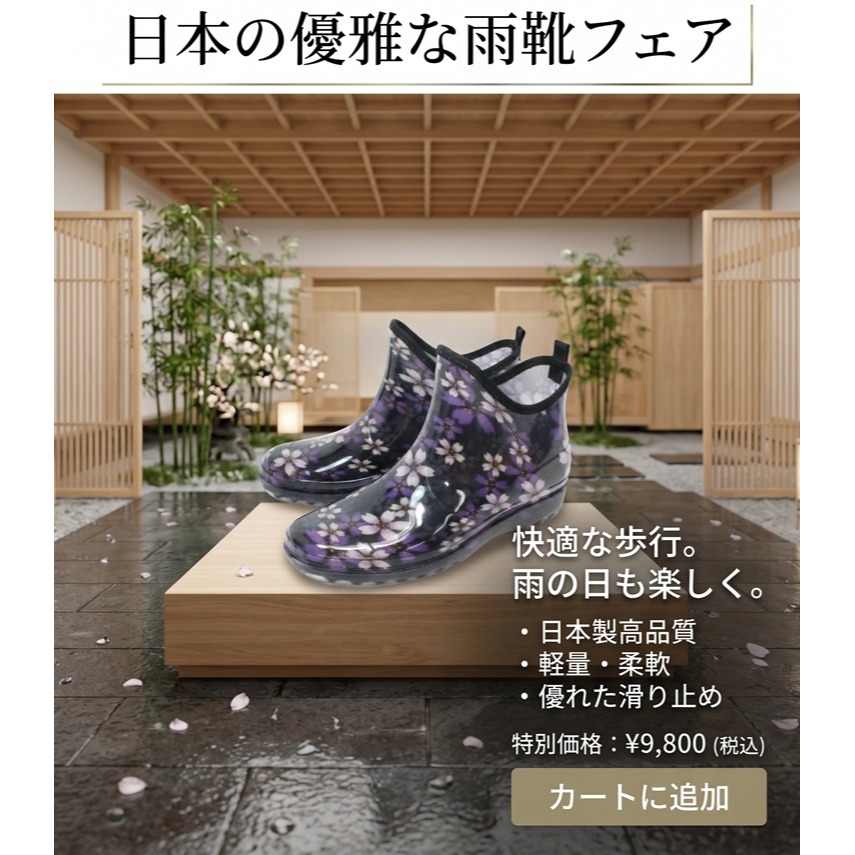 日本RAIN極致舒適 完全防水抗菌 時尚 小花短筒雨靴-細節圖3