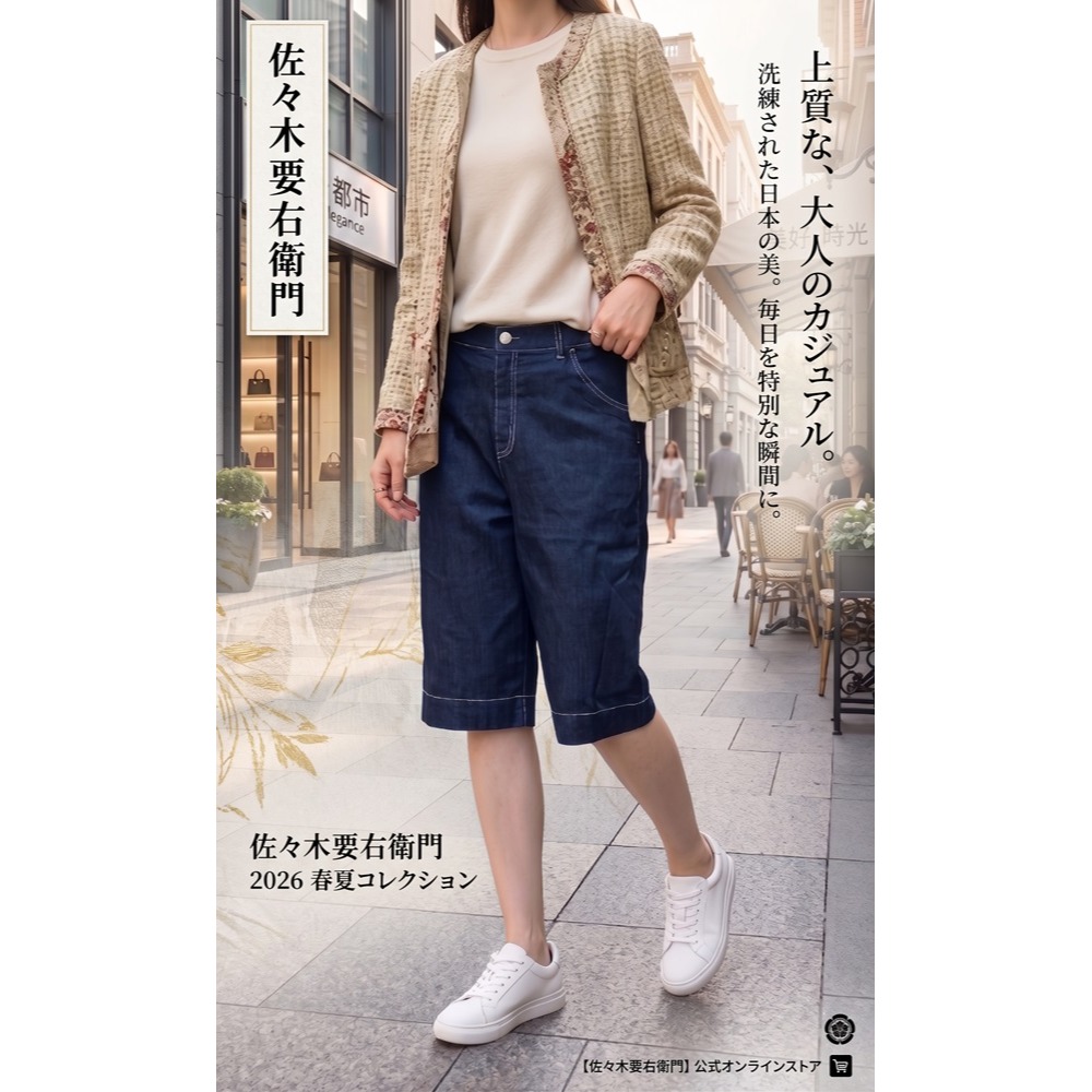 日本佐佐木 夏日清爽系穿搭專為女性設計的顯瘦丹寧七分褲(藍色.淺藍色)兩色-細節圖6