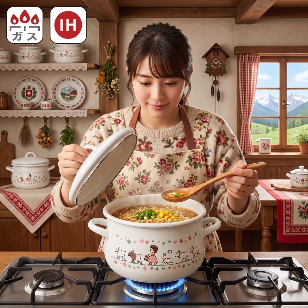 日本瘋搶阿爾卑斯少女一抹即淨 永不殘留異味琺瑯雙耳鍋-細節圖5