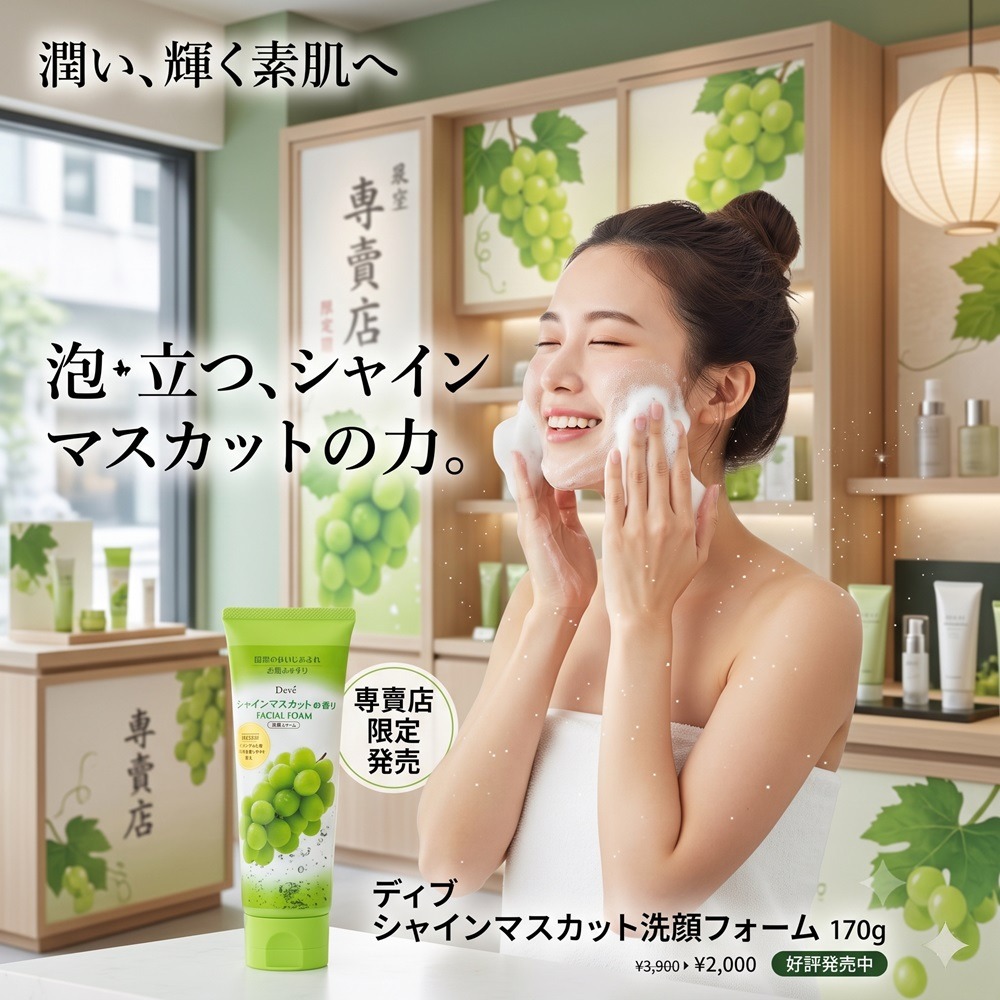 日本熊野油脂 溫和潔淨保濕 麝香葡萄香 洗面乳(2 入特惠組)-細節圖2