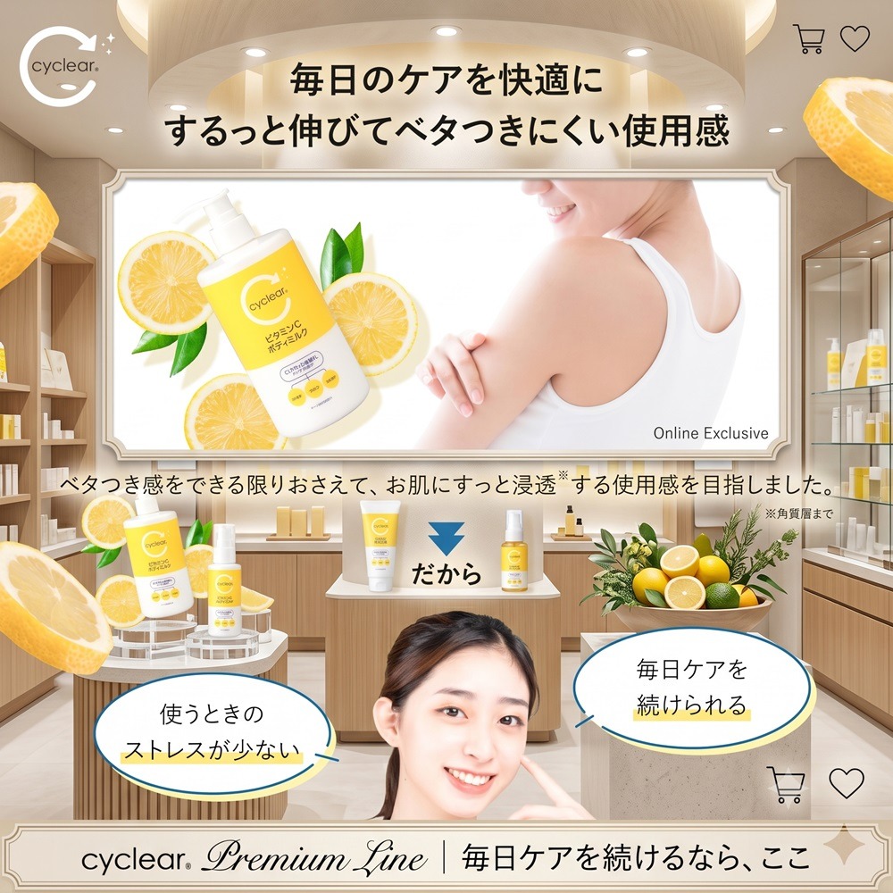 日本 熊野 Cyclear 維他命C 全身 乳液(兩瓶一組)特價-細節圖4