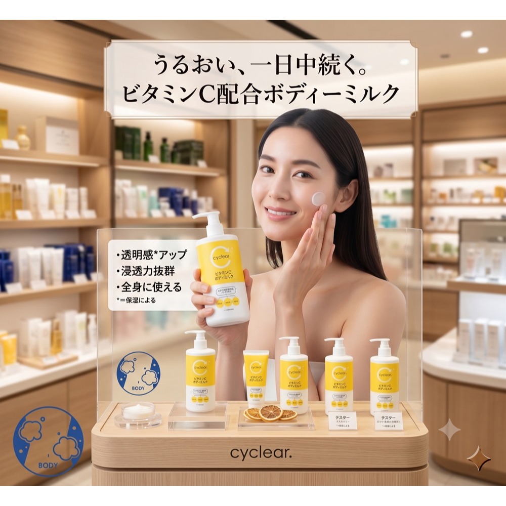 日本 熊野 Cyclear 維他命C 全身 乳液(兩瓶一組)特價-細節圖5