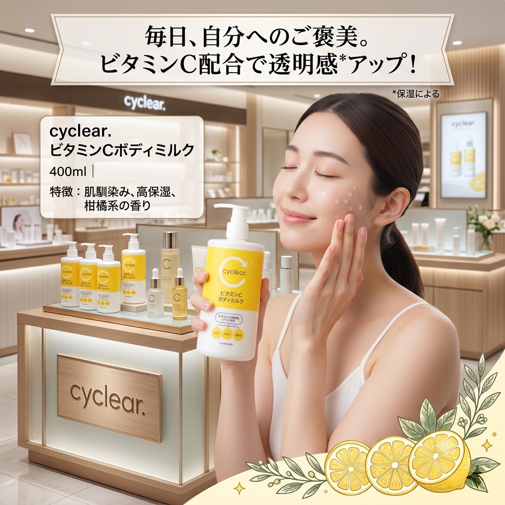 日本 熊野 Cyclear 維他命C 全身 乳液(兩瓶一組)特價-細節圖6
