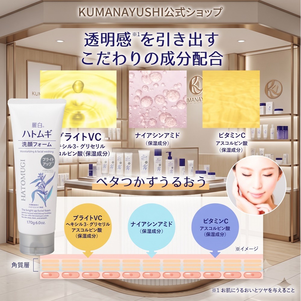 日本 熊野 亮白保濕 雙重修護 薏仁洗面乳 (2隻一組)限時特)-細節圖4