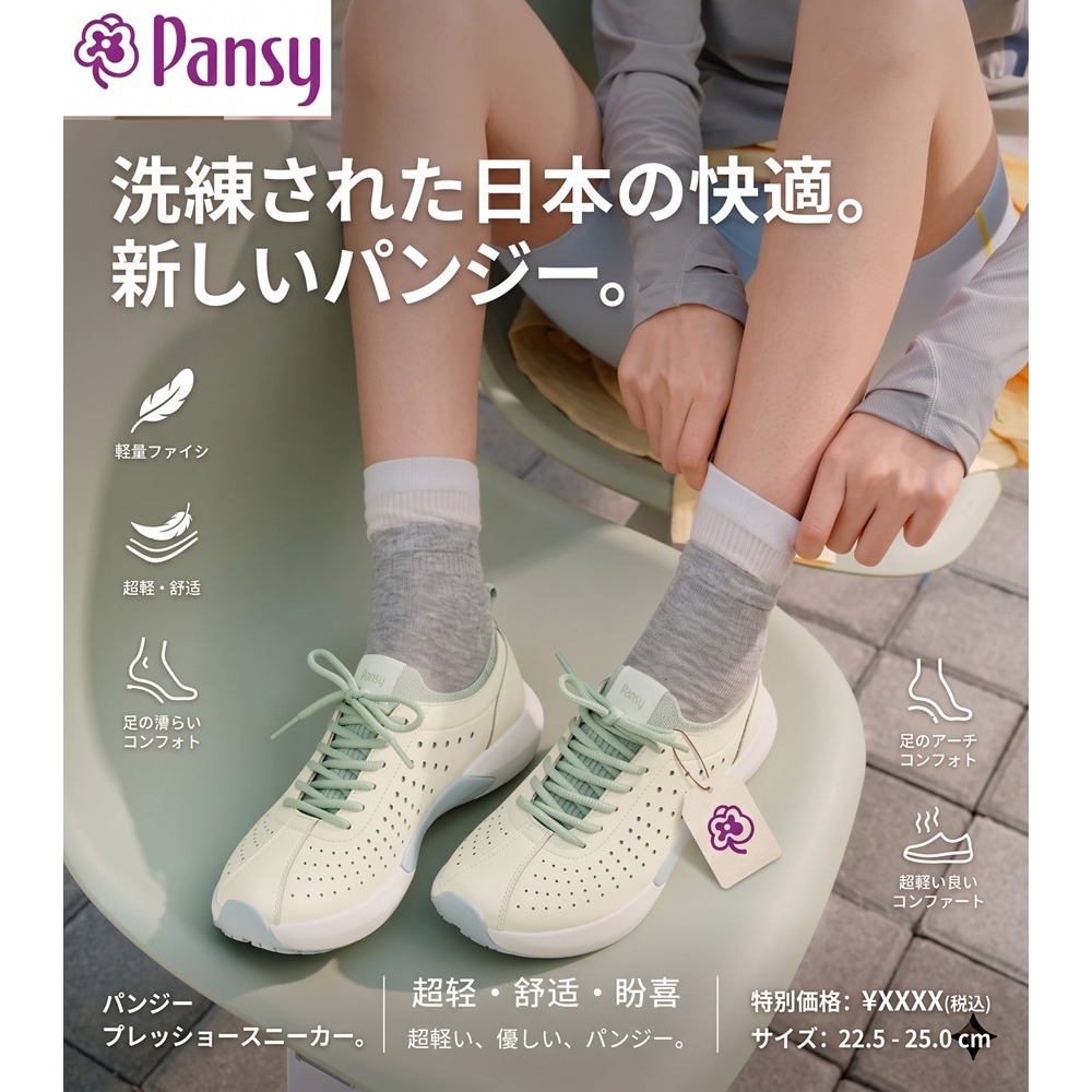 日本 Pansy 輕便寬炫頭 神級雲朵軟底鞋 透氣休閒運動鞋-細節圖4