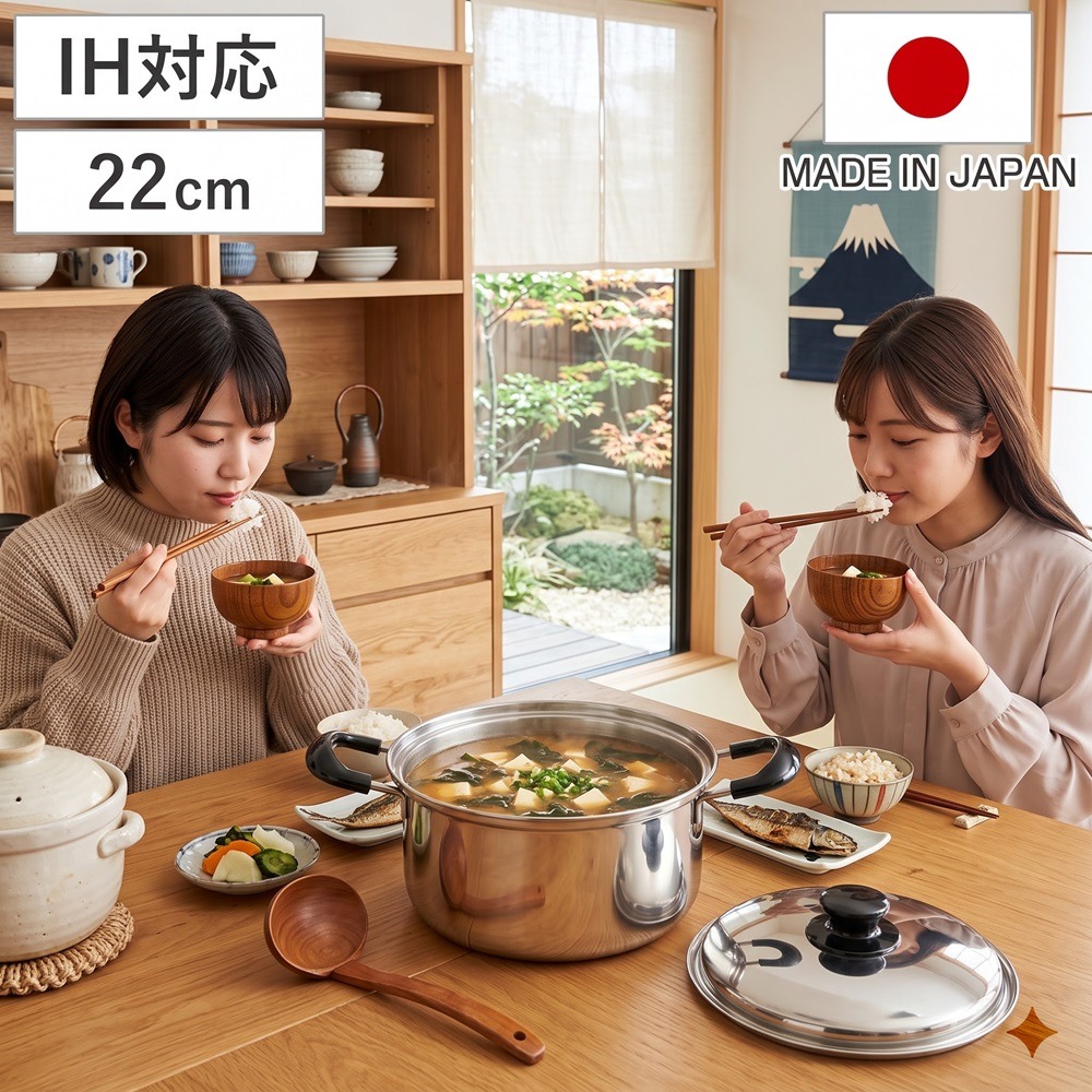日本吉川 抗酸鹼 導熱快 三層不鏽鋼雙耳鍋-細節圖3
