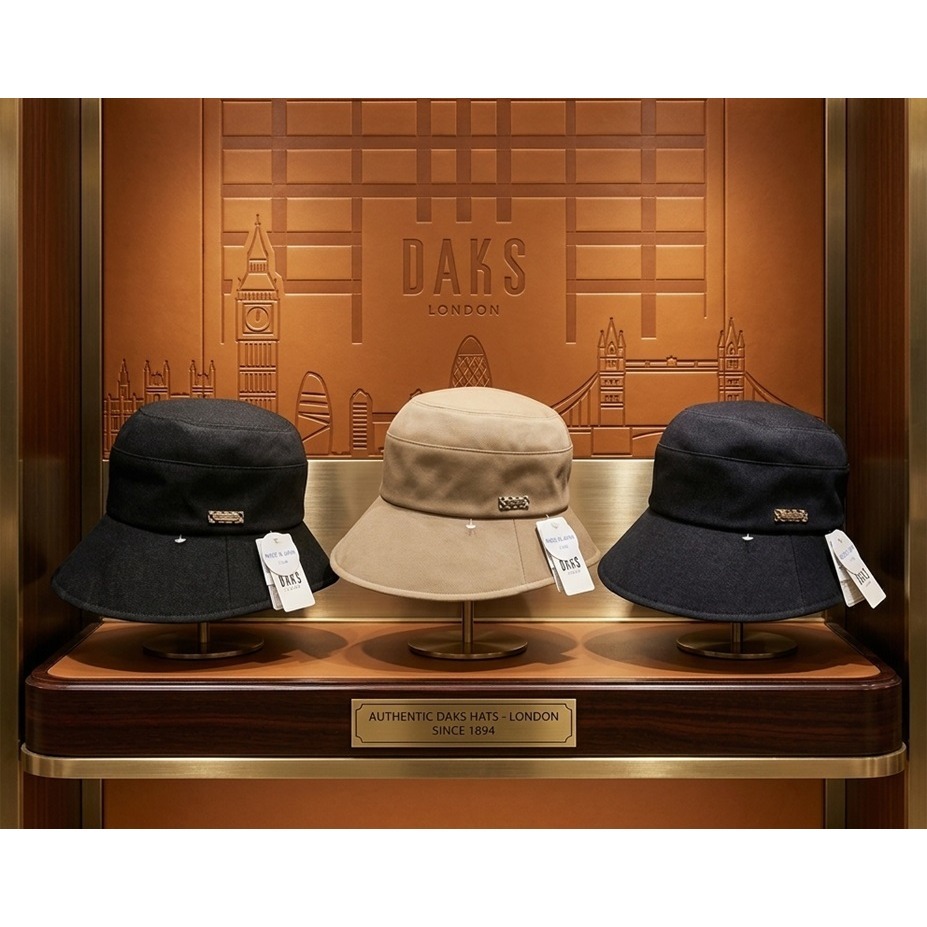 日本DAKS 英倫丹寧寬簷漁夫帽 防潑水 抗UV 百搭休閒帽(黑.藍.米)三色-細節圖2