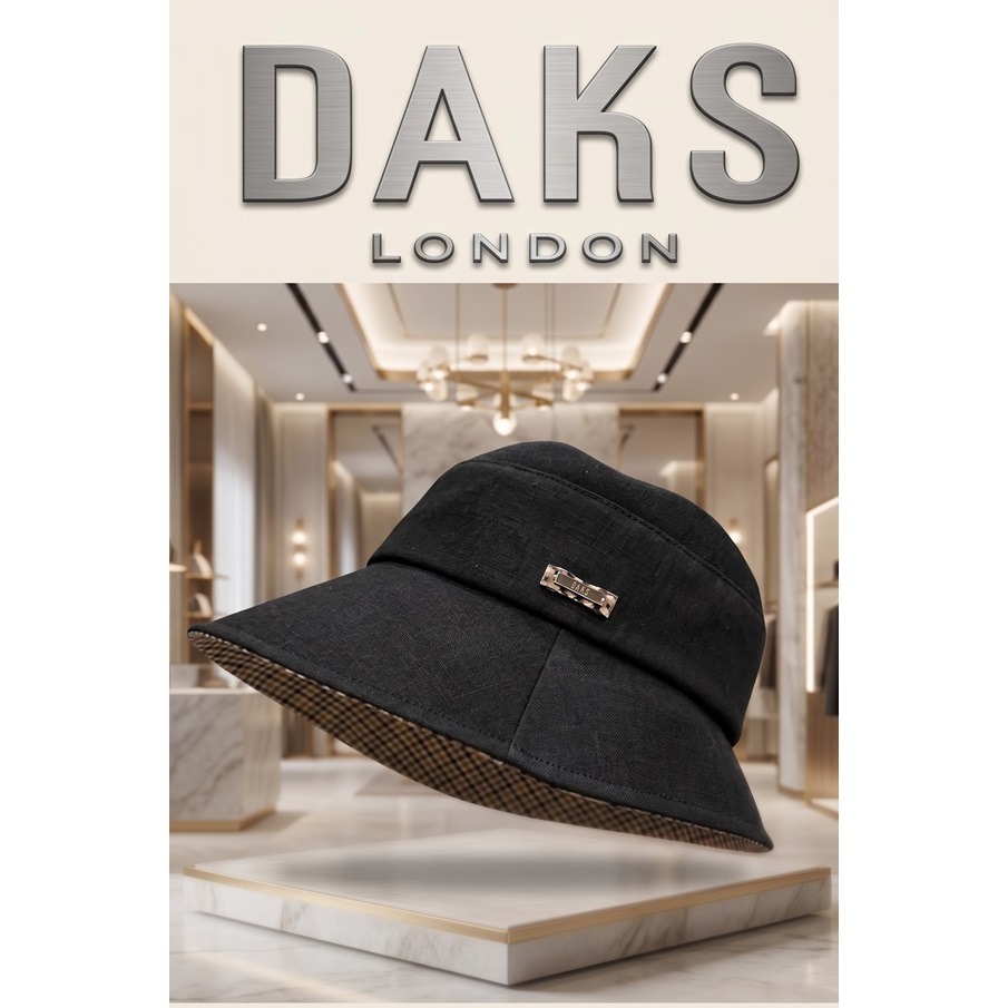日本DAKS 英倫丹寧寬簷漁夫帽 防潑水 抗UV 百搭休閒帽(黑.藍.米)三色-細節圖3
