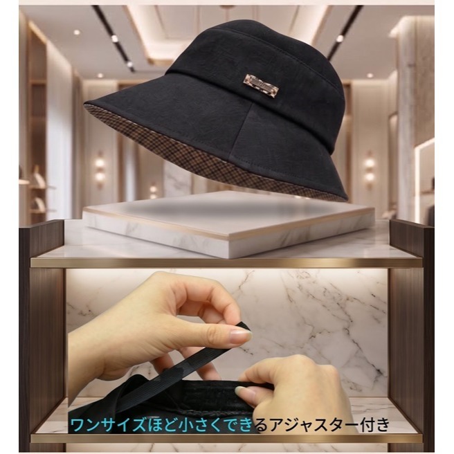 日本DAKS 英倫丹寧寬簷漁夫帽 防潑水 抗UV 百搭休閒帽(黑.藍.米)三色-細節圖7