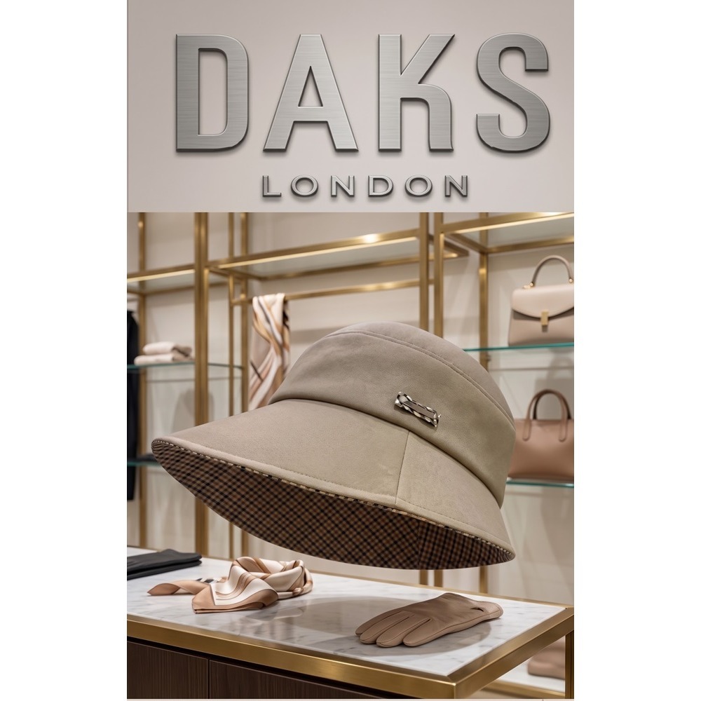 日本DAKS 英倫丹寧寬簷漁夫帽 防潑水 抗UV 百搭休閒帽(黑.藍.米)三色-細節圖8