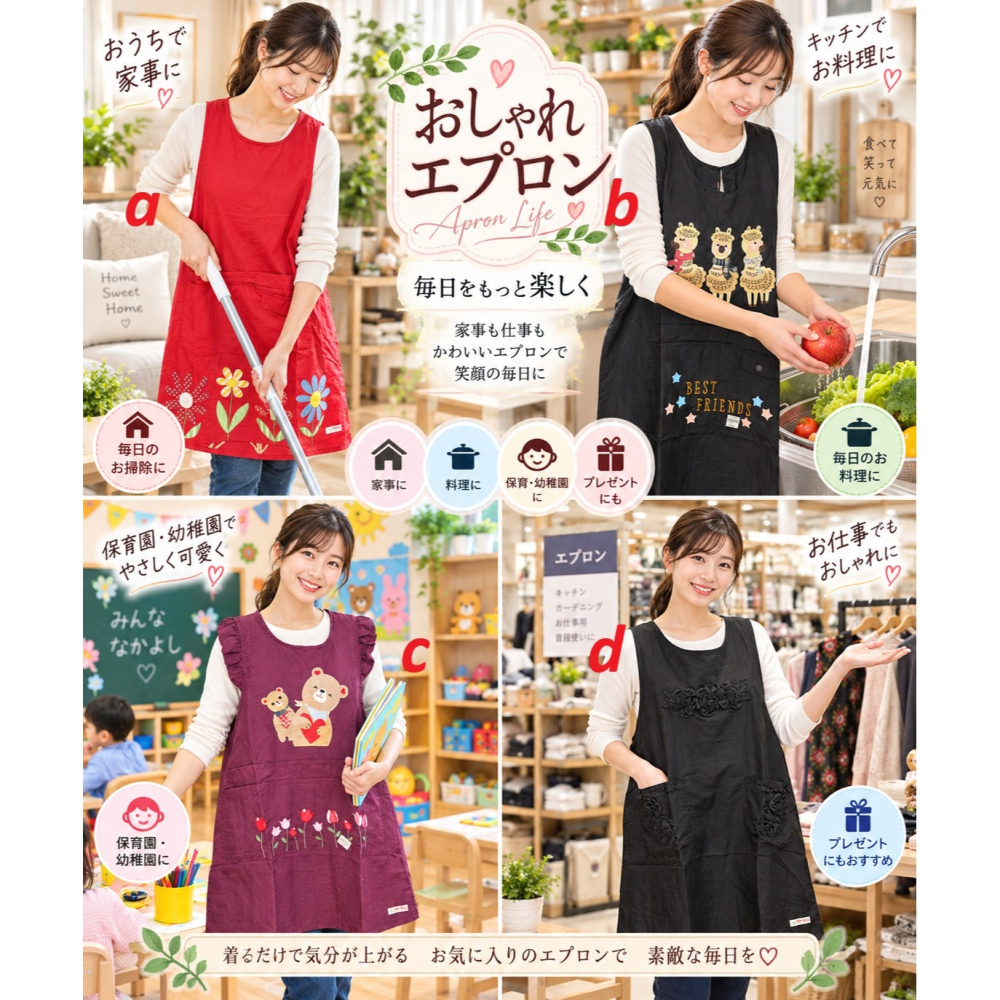 日本 鄉村風 防撥水加工 女孩 後綁圍裙(a.b.c.d.e.f.g.h)8款-細節圖2