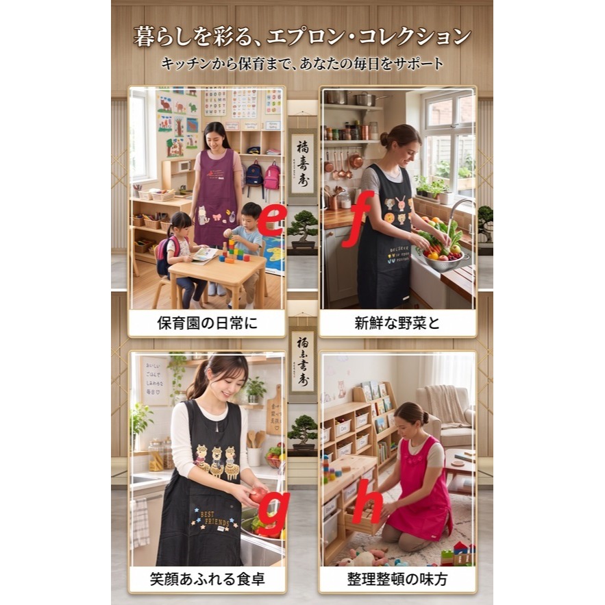 日本 鄉村風 防撥水加工 女孩 後綁圍裙(a.b.c.d.e.f.g.h)8款-細節圖3
