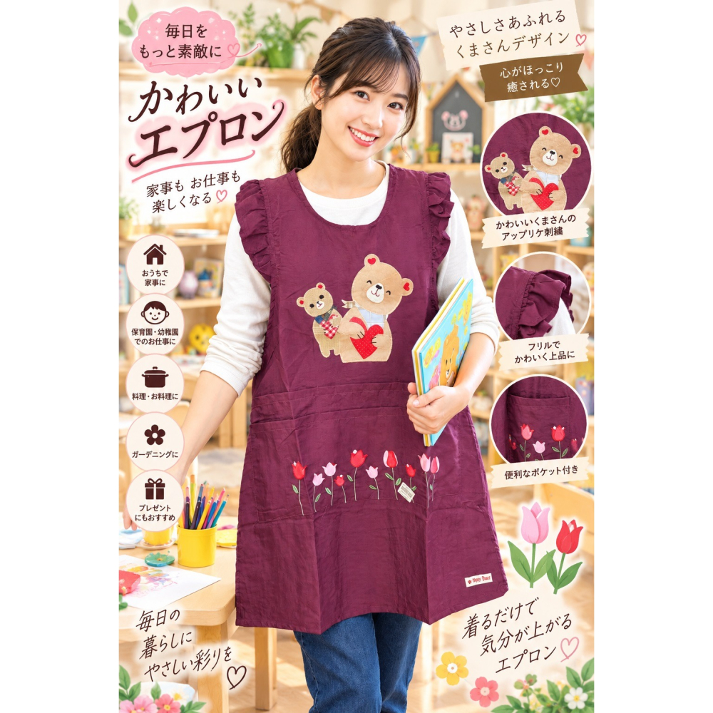 日本 鄉村風 防撥水加工 女孩 後綁圍裙(a.b.c.d.e.f.g.h)8款-細節圖4
