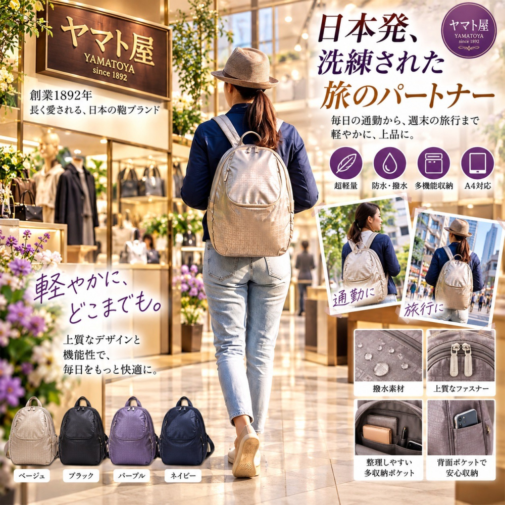 日本ヤマト屋 防水輕材質 交叉背帶 美感與機能  後背包(A.B.C.D)4色