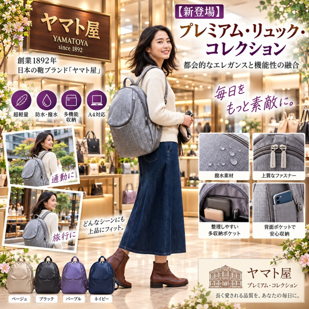 日本ヤマト屋 防水輕材質 交叉背帶 美感與機能  後背包(A.B.C.D)4色-細節圖3