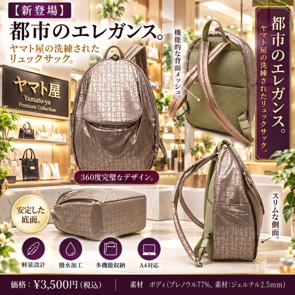 日本ヤマト屋 防水輕材質 交叉背帶 美感與機能  後背包(A.B.C.D)4色-細節圖6