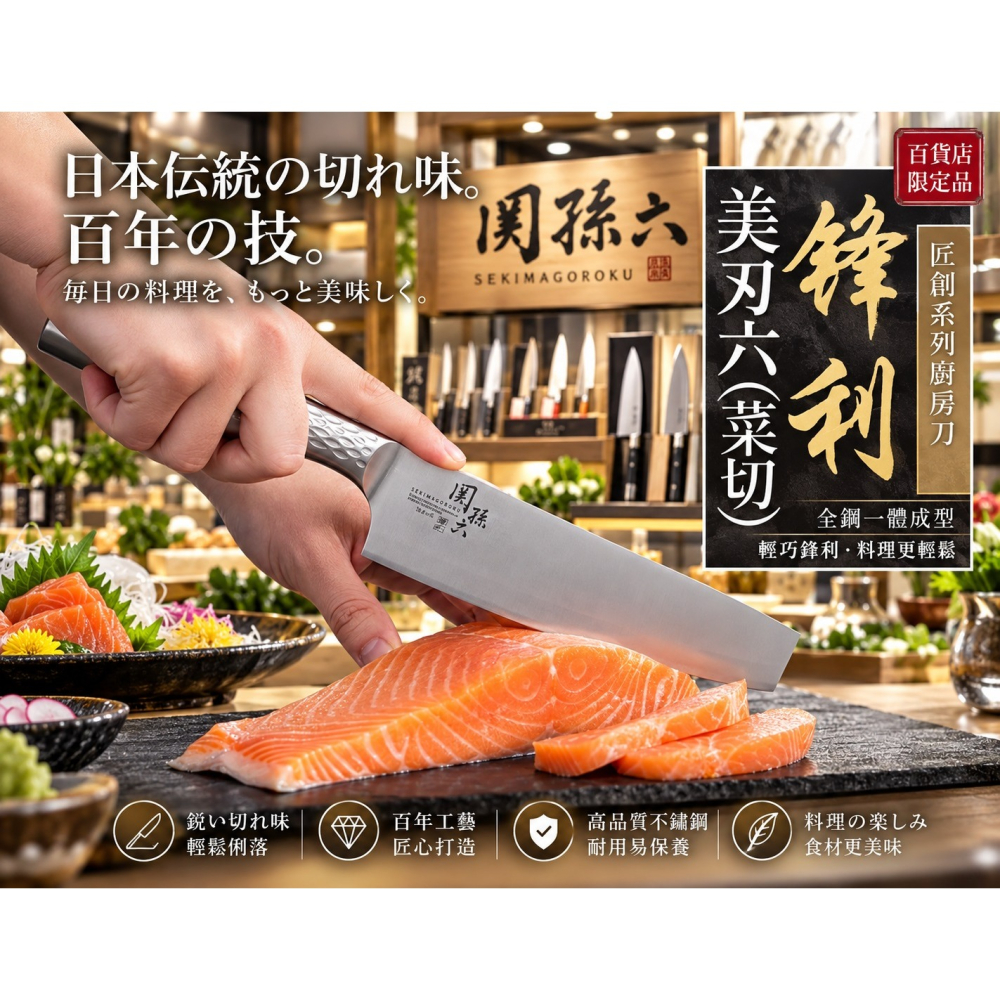日本 貝印 関孫六 一刀入魂 料理變輕鬆 多用途中華菜刀16cm-細節圖2
