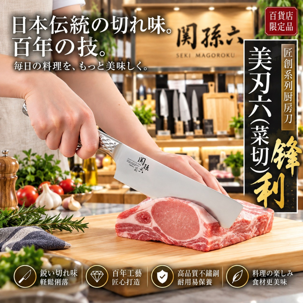 日本 貝印 関孫六 一刀入魂 料理變輕鬆 多用途中華菜刀16cm-細節圖4