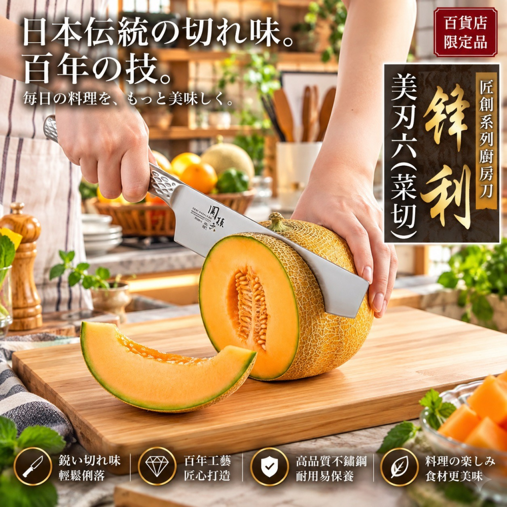 日本 貝印 関孫六 一刀入魂 料理變輕鬆 多用途中華菜刀16cm-細節圖8