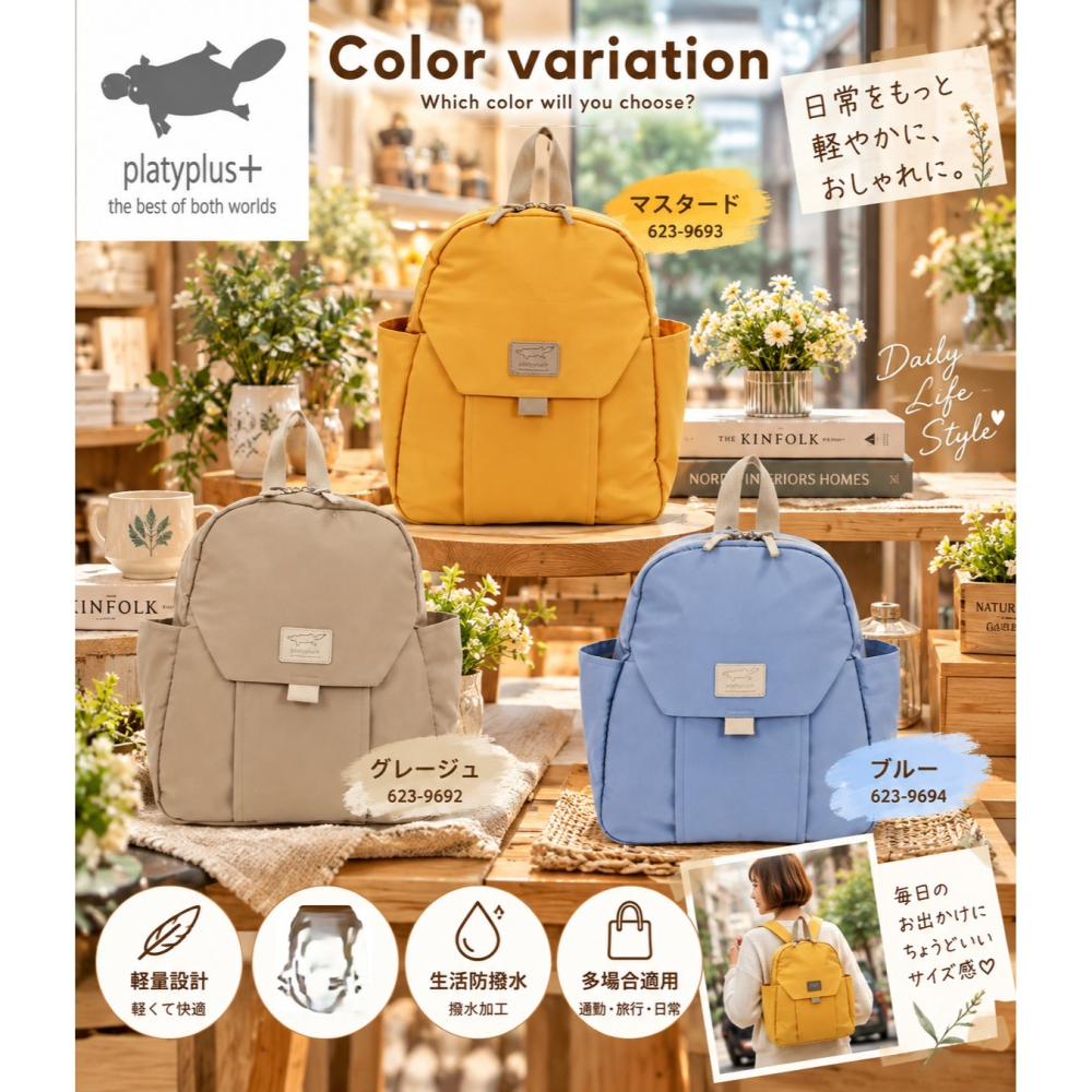 日本 SOBIA 收納力與輕盈感多功能用途 減壓後背包(黃.藍.米)三色-細節圖2