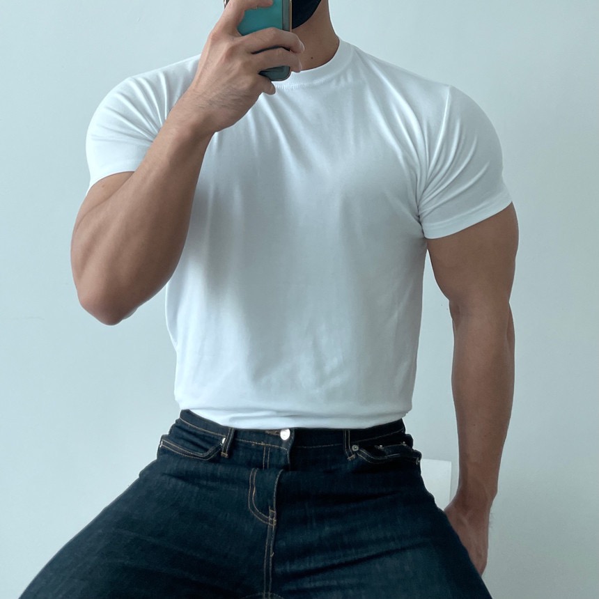 🔥韓版素T 🔥圓領上衣 圓領t恤 t-shirt 韓版上衣 短袖男士上衣 健身運動跑步戶外休閒T恤 健身衣 素t t-細節圖10