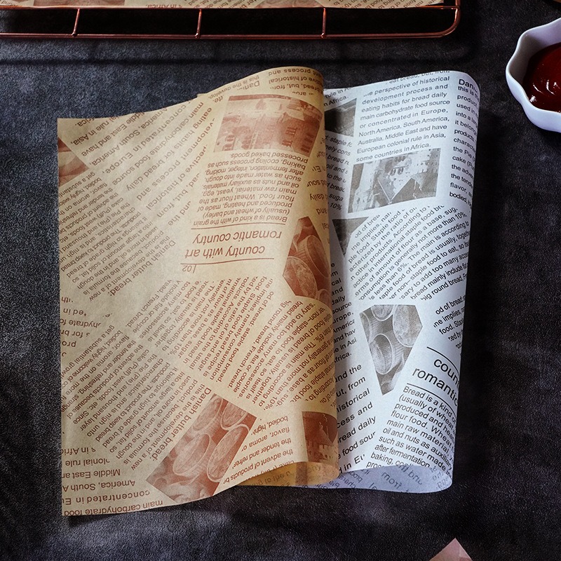 18*18美式復古防油紙100入 防油紙 炸物紙 露營 料理紙 吸油紙 炸蝦 烘培紙 漢堡紙 烤盤紙 托盤紙 天婦羅紙-細節圖2