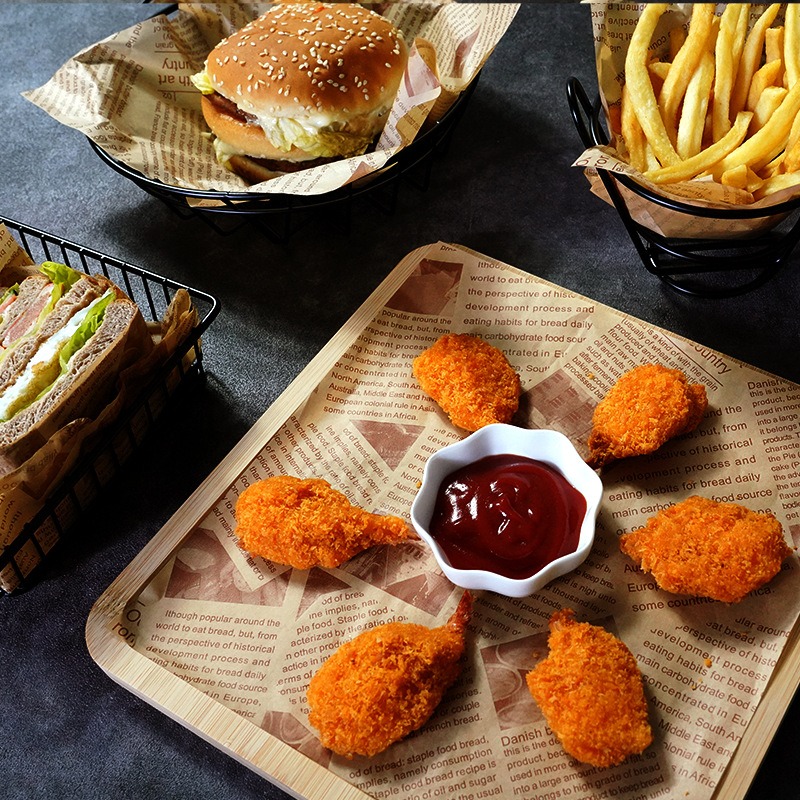 18*18美式復古防油紙100入 防油紙 炸物紙 露營 料理紙 吸油紙 炸蝦 烘培紙 漢堡紙 烤盤紙 托盤紙 天婦羅紙-細節圖3