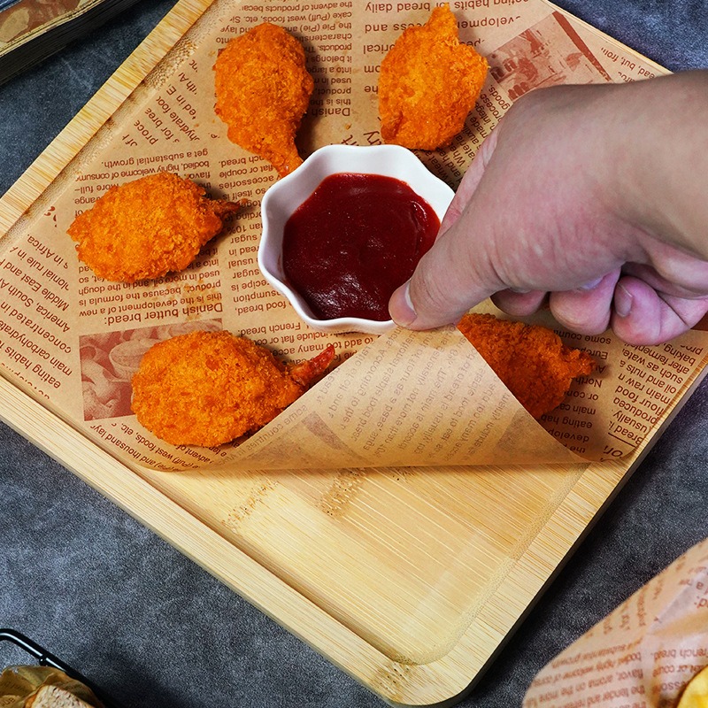 30*30美式復古防油紙100入 防油紙 炸物紙 露營 料理紙 吸油紙 炸蝦 烘培紙 漢堡紙 烤盤紙 托盤紙 天婦羅紙-細節圖2