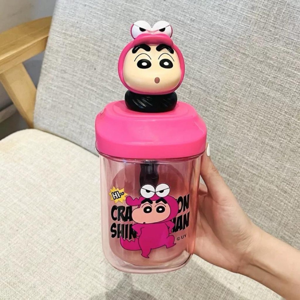 [現貨 正版授權］蠟筆小新 杯子 隨行杯 攪拌杯 吸管杯 兒童水杯 水杯 水壺 水杯 杯子 動感超人 鱷魚阿三-細節圖7