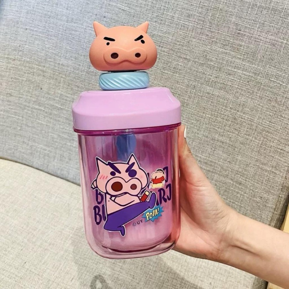 [現貨 正版授權］蠟筆小新 杯子 隨行杯 攪拌杯 吸管杯 兒童水杯 水杯 水壺 水杯 杯子 動感超人 鱷魚阿三-細節圖8
