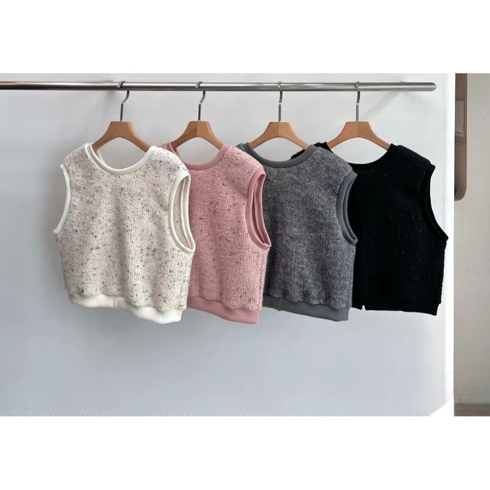 正韓 秋冬必備單品毛料背心 現貨灰色-細節圖4