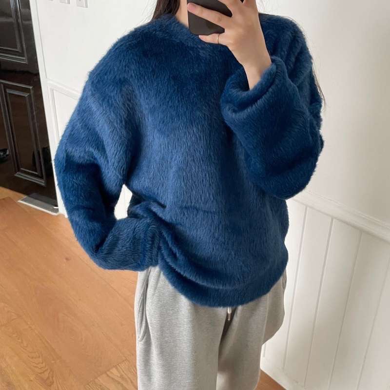 正韓 軟萌毛絨絨毛衣 現貨藍色-細節圖3