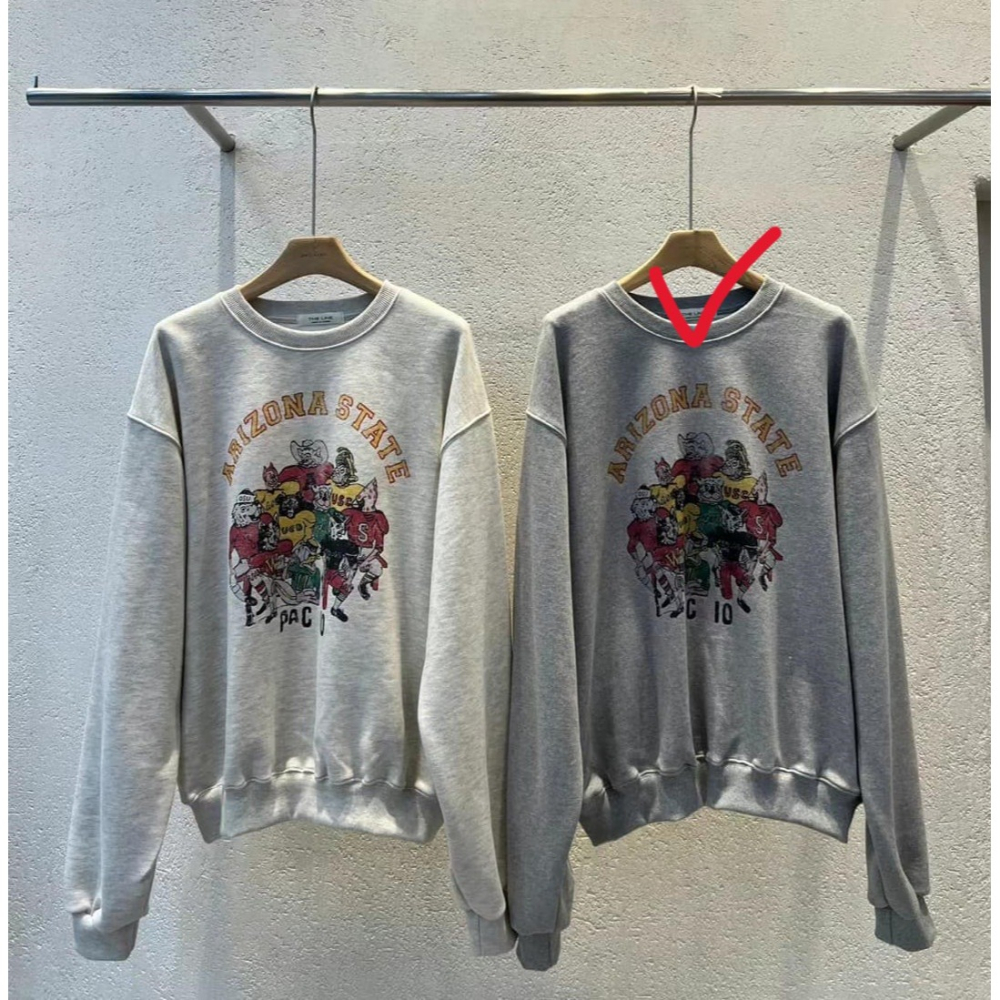 正韓 無刷毛橄欖球隊大學T 現貨灰-細節圖4